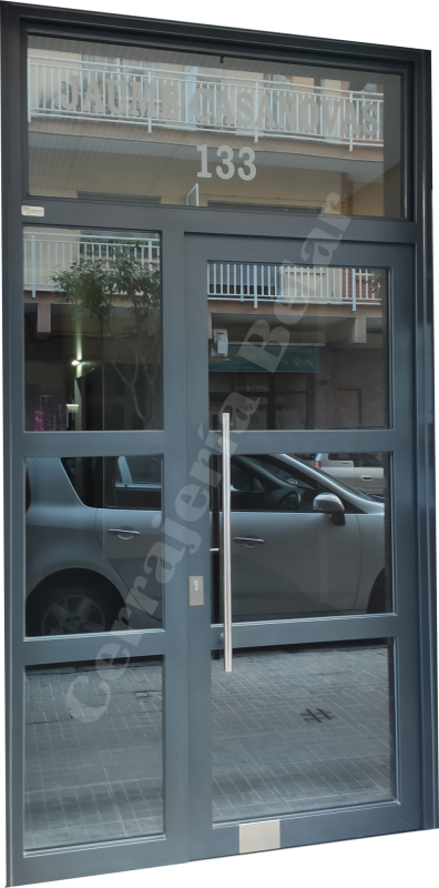 Puerta senzilla con tirador en inox Puerta senzilla con tirador en inox