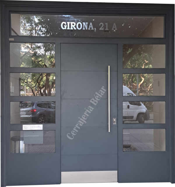 Puerta metálica con cristales en ambos lados Puerta metálica con cristales en ambos lados