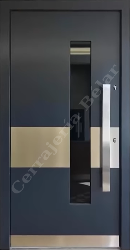 Puerta de chapa con chapa de acero inoxidable Puerta de chapa con chapa de acero inoxidable